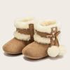 Winter Infant Snow Boots Baby Boy Girl Shoes Soft Sole Cute Pompoms First Walker Toddler Plush Lined Prewalker Newborn Fleece Boots 0-18M