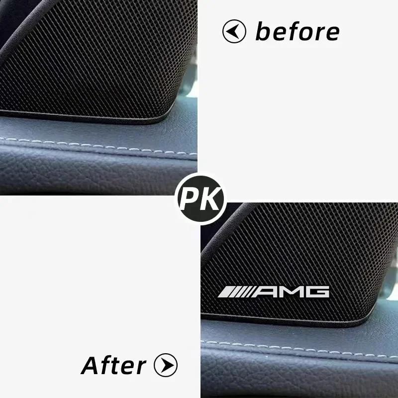 FIQ4 Hot 2025 10pcs 3D Aluminum Badge Emblem Sticker car audio decorate For Mercedes Benz AMG W204 W205 W206 W211 W212 W213 W203 W210