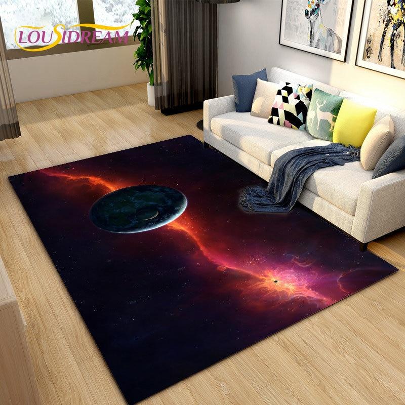 3D Galaxy Space Коврик с фиксированными звездами, Коврик для гостиной, Украшение детской комнаты, Детские игры, Нескользящий напольный коврик