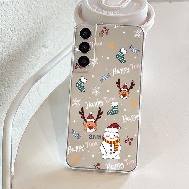 Прозрачный чехол для Samsung Galaxy S22 S20 FE S21 Plus S10 Lite S9 S8 S10e Note 20 Ultra 10 Lite 9, чехол для телефона Снеговик, Рождество