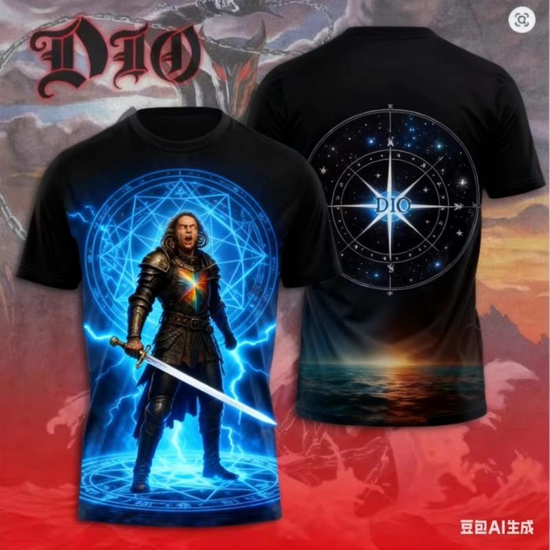 Винтажная футболка с 3D-принтом группы Rock Dio для мужчин и женщин, модная, хип-хоп, повседневная, с коротким рукавом, мужская одежда, стритвир, новая