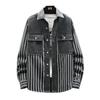 Spring and Autumn Striped Jacquard Denim Shirt Men's Fashion Handsome All-match Loose Thickened Casual Long-sleeved Student Jacket