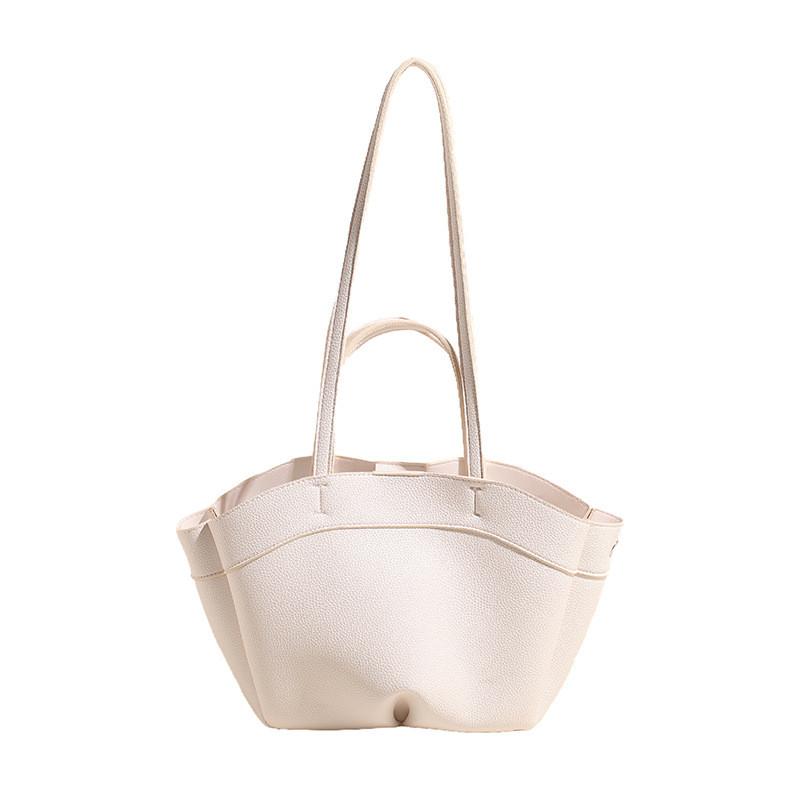 Solid Color Simple Pu Leather Women Casual Tote Bag For Daily And Commuting