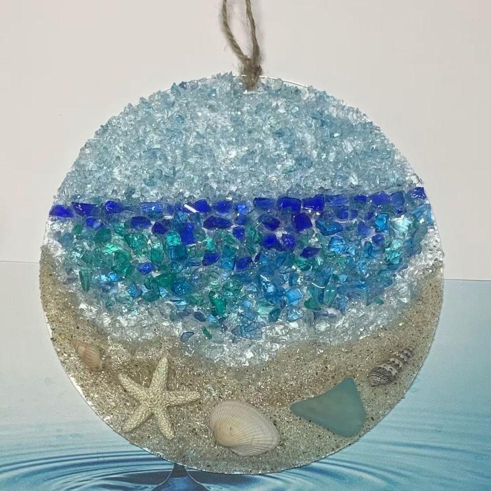 Акриловый морской стеклянный ловец солнца, круглый, пара, разбивающаяся волна, кулон, новый пляжный орнамент