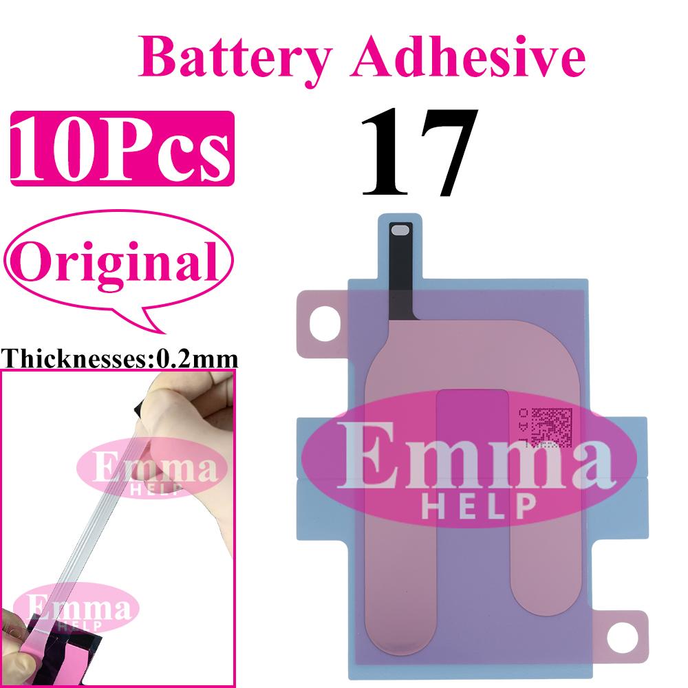 EmmaHelp 10 шт. Наклейка на аккумулятор для iPhone 17 Pro Max 17Air 16 16E 12 13 14 Plus 15 Клейкая лента для аккумулятора Запасные части