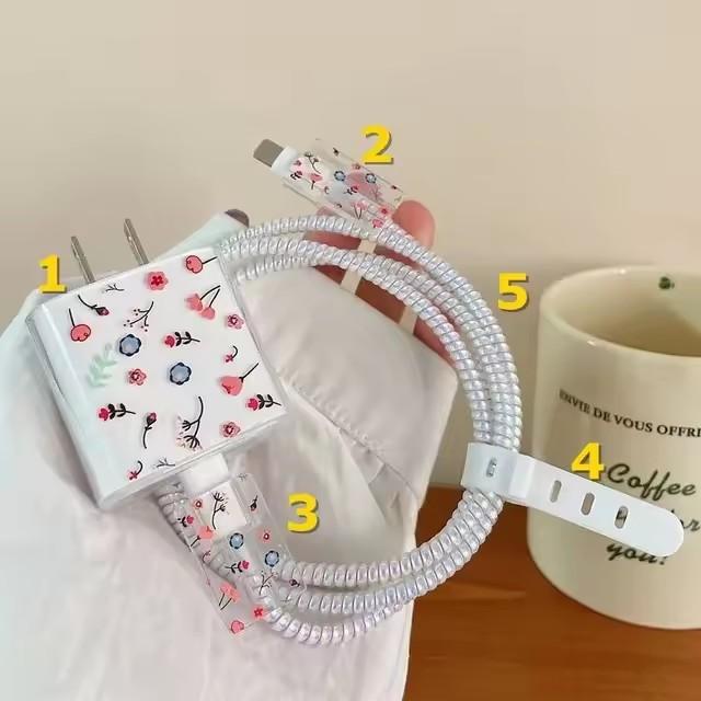 5 шт./1 комплект Защитный чехол для зарядного устройства «Бабочка» для кабеля быстрой зарядки iPhone 18 Вт/20 Вт для передачи данных, защита от излома, защитная веревка для зарядного устройства