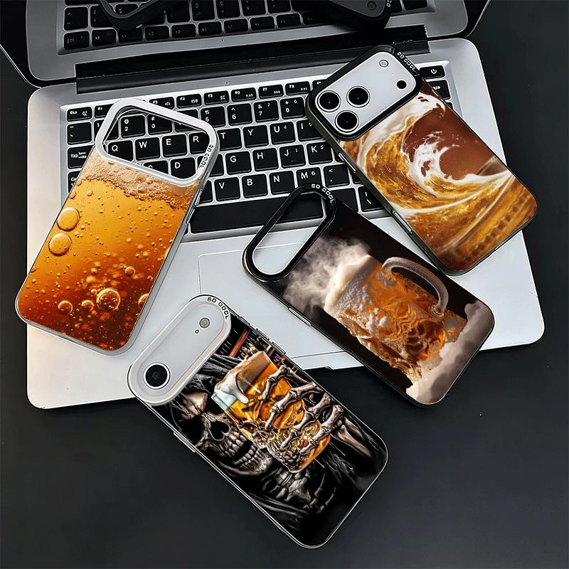 Смешной летний мягкий чехол для телефона с пивными пузырьками для iPhone 15 16 17 Pro Max 17Air 16E 14 Plus 13 12 Mini Ударопрочная задняя крышка