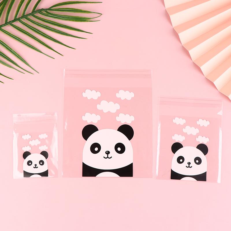 100 шт./упак. самоклеящиеся мешочки для печенья в виде панды, свадебные мешочки для конфет