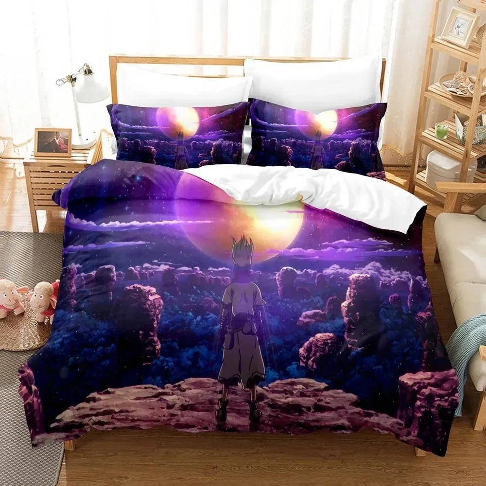 Fashion 3D Shi Ji Yuan Dr. Stone Bedding Sets Duvet Cover Set With Pillowcase Twin Full Queen King Bedclothes Bed Linen