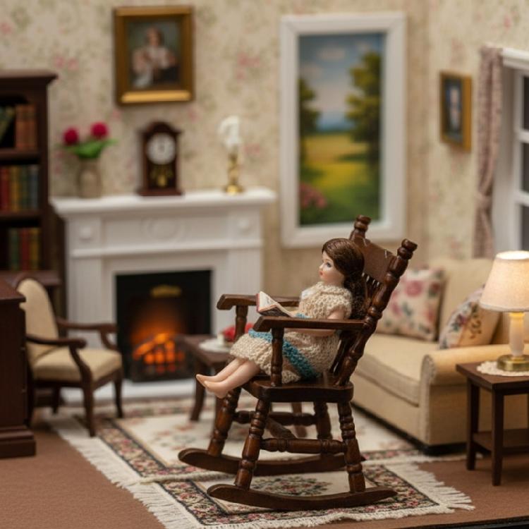 Реалистичное кресло-качалка, миниатюрная витрина Zakka, дисплей для ролевых игр, для энтузиастов кукольных домиков, масштаб 1/12, ретро-кресло