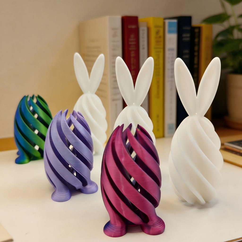 3D Printed Spiral Bunny Fidget Toy Gear Liquid Flow Cone With Rotating Design Anxiety Relief Toys Easter Day Desk Ornament Gift