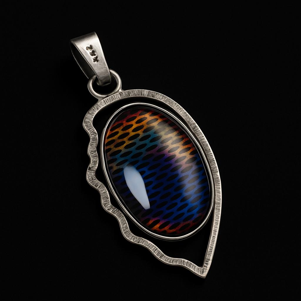 Natural Opal Pendant 33 ct Multicolor 925 Sterling Silver Oval Shape October Birthday Birthstone
