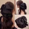 1 шт. Новая французская элегантная атласная черная повязка для волос с большим бантом, высокая лобная, для мытья волос, с морщинками