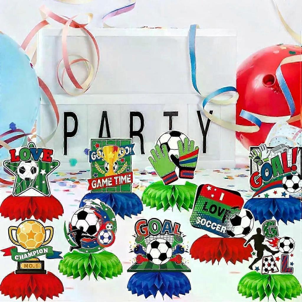 9pcs World Cup Soccer Decorations for Party 2026 Honeycomb Centerpieces Soccer Themed Table Decorations Sports Theme Birthday Supplies Merchandise Foo