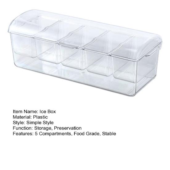 Холодильник со льдом с крышкой, прозрачный съемный 5 отделений, контейнер для хранения салатов, фруктов, овощей, ящик для специй для пикника, контейнер с ледяным охлаждением