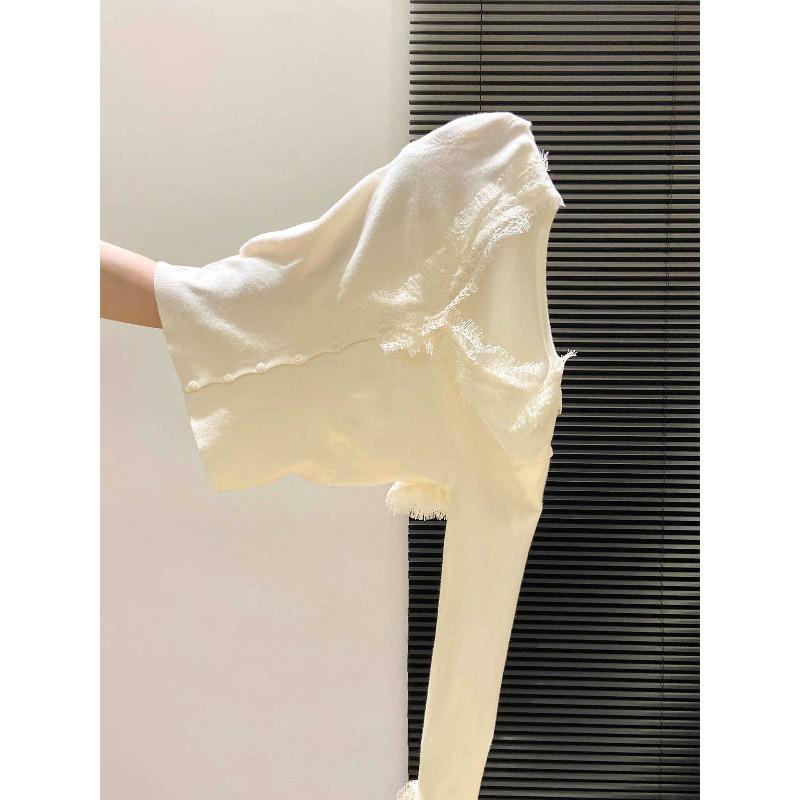 Нежный кружевной воротник, вязаный топ, женский осенне-зимний, с темпераментом, мягкий восковой пуловер на пуговицах