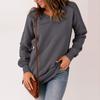 Женская повседневная толстовка с v-образным вырезом, свободные мягкие пуловеры с длинными рукавами, однотонные рубашки с боковыми карманами