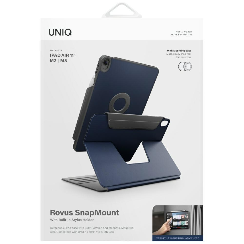 UNIQ Rovus Snapmount Magnetic 360 Rotating Detachable case for iPad Air 11" M2 2024 / M3 2025 / M4 2026 / iPad Air 10.9" (2022/2020) navy blue