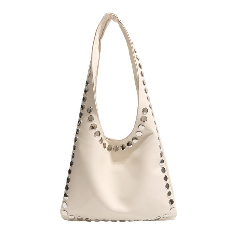 Niche design rivet tote bag women's new fashion high sense commuting fashion versatile shoulder armpit bag
