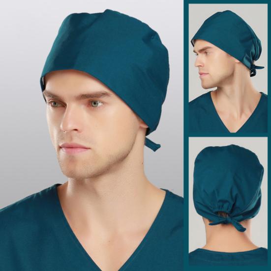 Nurse Doctor Hat with Built-in Sweat-Absorbent Terry Cloth Dentist Cap with Adjustable Elastic