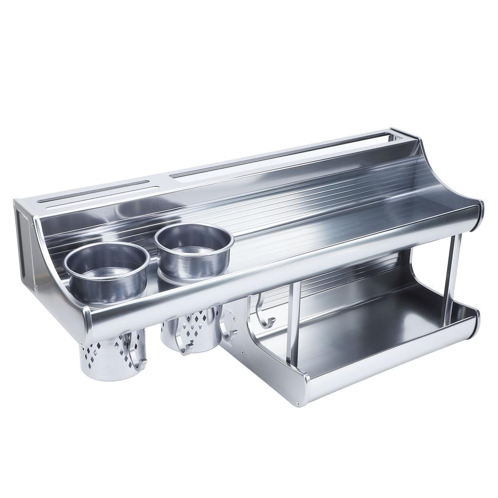 Wall Mounted Kitchen Organizer Rack Aluminum Alloy 2 Tiers Chopstick Spice Bottle Holder Storage