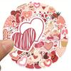 58pcs Valentine's Day Love Stickers, Reusable Vinyl Decals for Laptops, Water Bottles, Phone Cases, Guitars - Cartoon Design