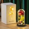 Искусственные Цветы Розы Вечный Цветок В Стеклянном Колпаке Розовый Свет Свадьба День Рождения Подарок День Святого Валентина Светящиеся Украшения