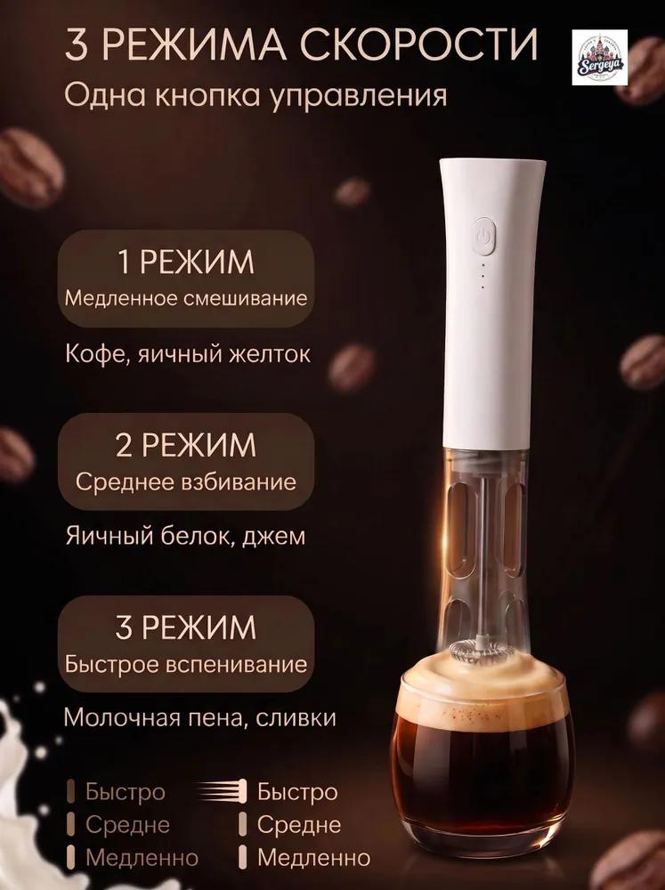 Electric hand cappuccinator for milk. Foaming agent for cappuccino and latte. Mini mixer