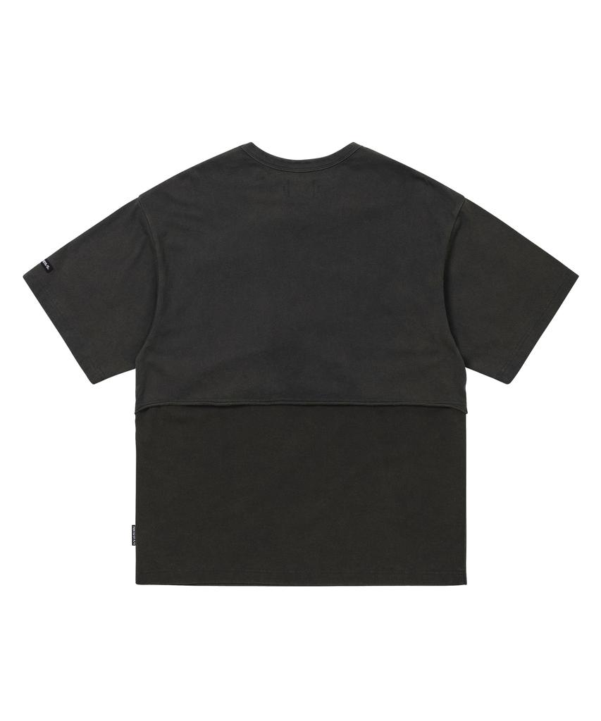AJOBYAJO [Pba] Arch Logo Washed Layered T-Shirt [Charcoal]