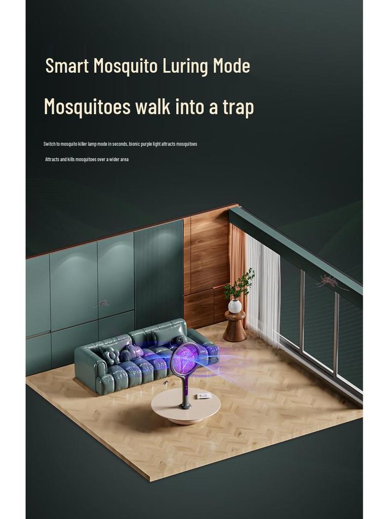 Перезаряжаемая от USB складная электрическая мухобойка 3-в-1 с автоматической приманкой для мух и выдвижной конструкцией