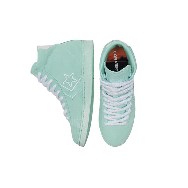 Converse Cons Pro Leather Hometown Comfortable Non-Slip Durable Lightweight High-Top Skate Shoes Unisex Skate Shoes Aqua-Green 171228C