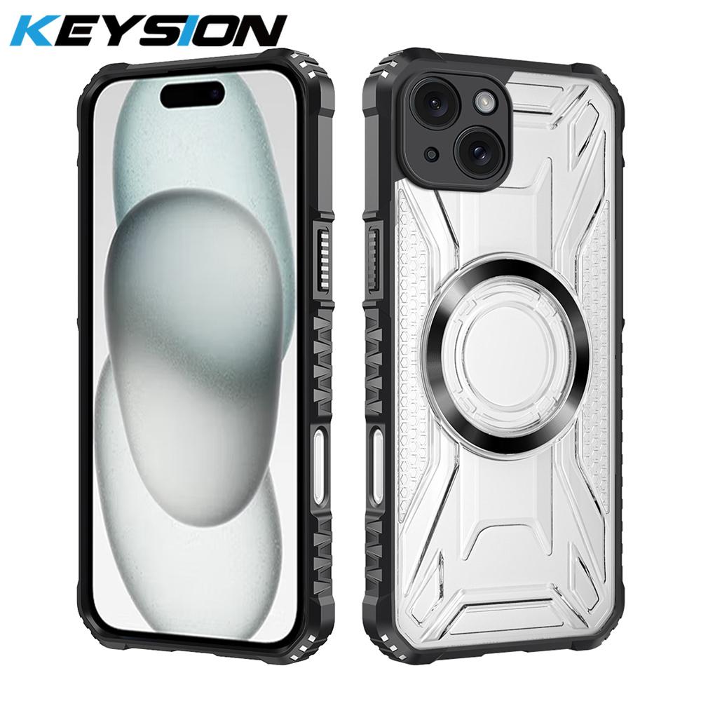 KEYSION Прозрачный магнитный чехол для MagSafe для iPhone 15 Pro Max 14 Plus Силикон+ПК Противоударный чехол для телефона для iPhone 13 Pro Max