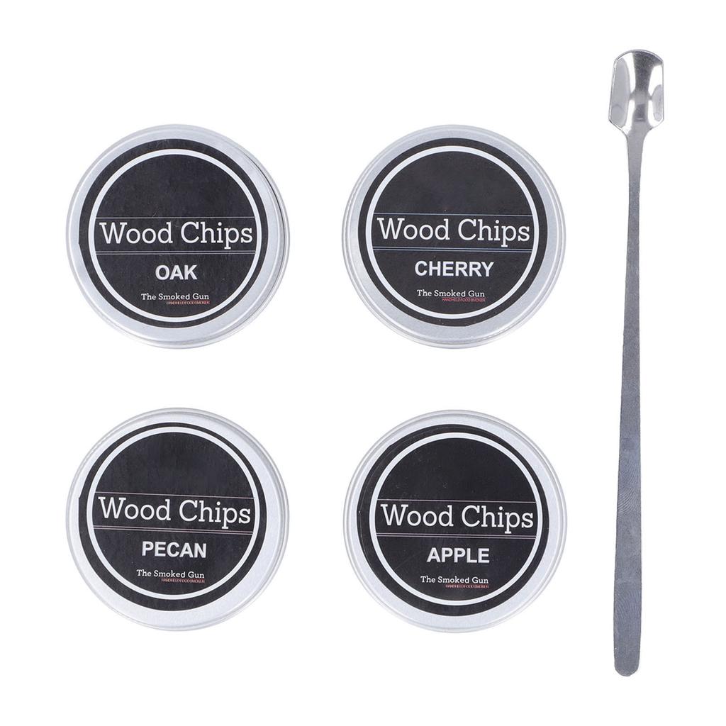 Древесная щепа для коптильни Cocktail Smoker 4 вкуса Натуральная древесная щепа, включая вишню, яблоко, пекан, дуб для