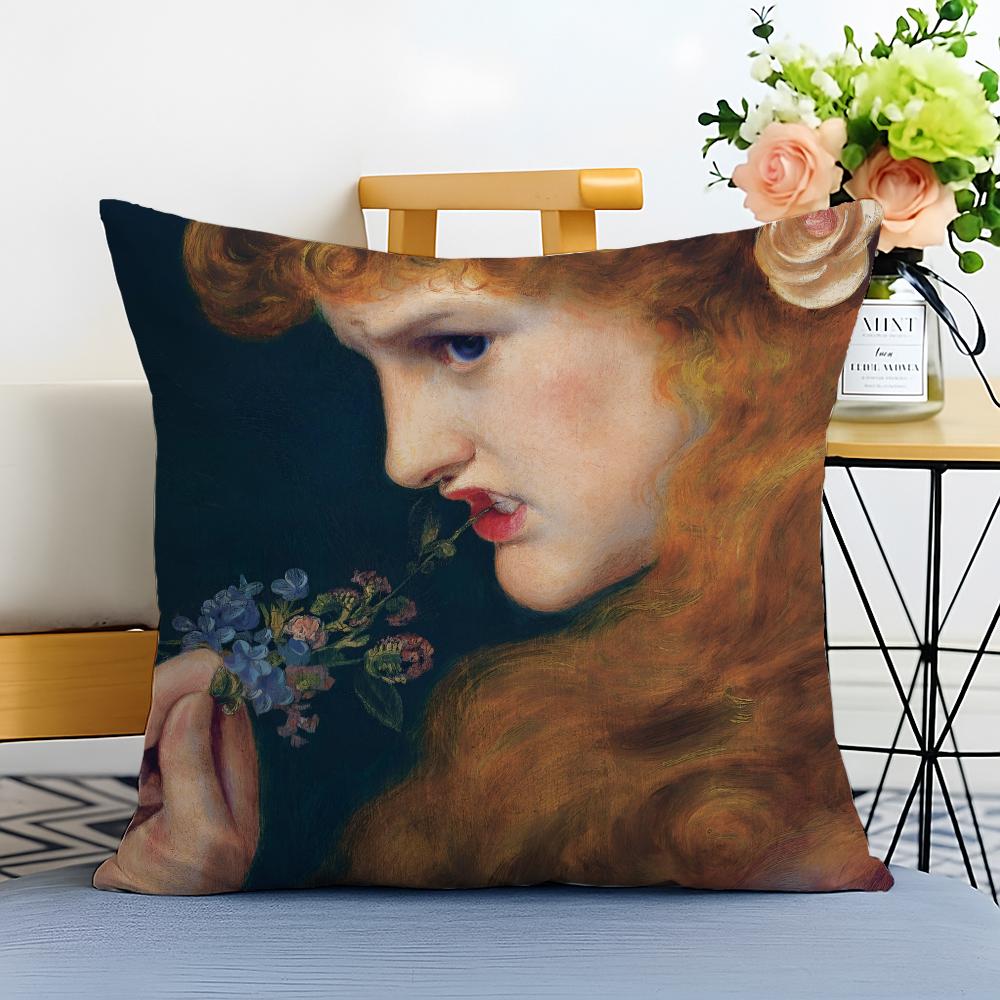 Elegant Classic European Fun Figures Painting Cushion Cover Washable Linen Pillowcase Soft for Sofa Bed Cozy Home Room Decor