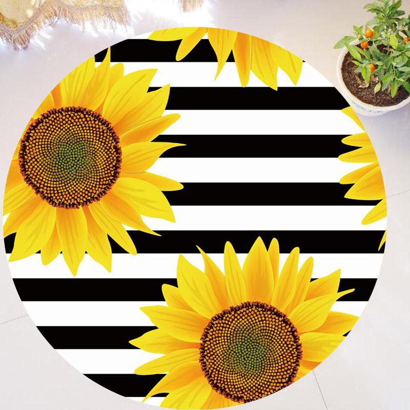 Chic You Are My Sunshine Подсолнух Круглый ковер Гостиная Спальня Современный цветочный ковер Напольный коврик Стул Дом