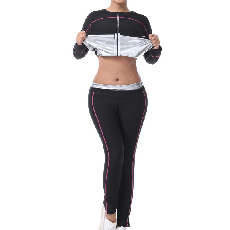 Women's Sauna Suit Body Shaper Long-Sleeve Fitness Set for Running & Outdoor Exercise