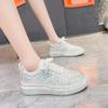 White Silver Shoes New Platform Shoes Woman 2024 Autumn Rhinestones Thick-soled Shining Crystal Sneakers Trend Casual Sneakers