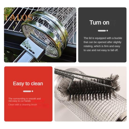 Корзина для барбекю, вращающаяся, для приготовления пищи, антикоррозийная, удобная полая корзина для жаркого, сетка для барбекю, трубка, уличные поставки