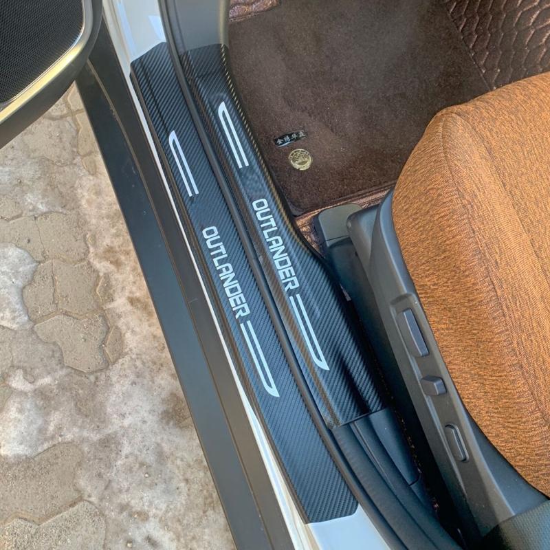 Для Mitsubishi Outlander 2013 2016 2018 автомобильные пороги кожаные наклейки защитная пластина пороговая полоса из углеродного волокна