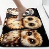 3pcs Cute Owl Bathroom Rug Set Non-Slip U-Shaped Mat and Toilet Lid Cover Animal Theme Home Decor Washable Indoor Floor Mats