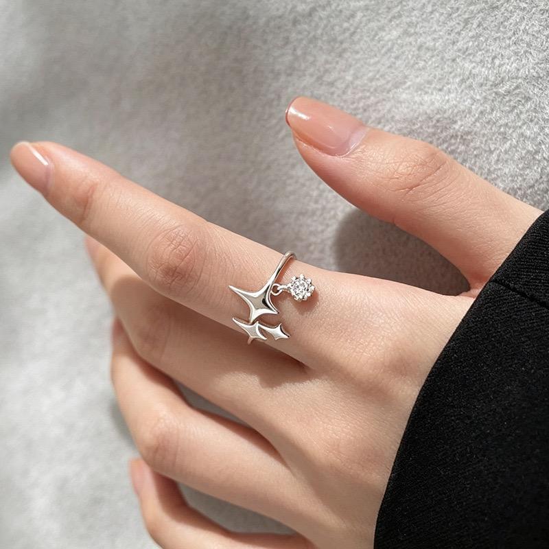Xiaomi BF CLUB 925 Sterling Silver Ring For Women Jewelry Vingtage Stars CZ Vintage Handmade Ring Allergy For Party Birthday Gift