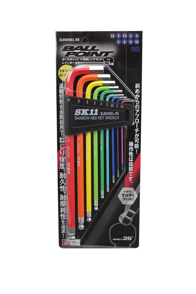 SK11 Rainbow Ball Point Hex Wrench 9 Set, Pieces, SLBW09EL-RB