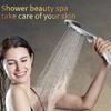 Bathroom shower head with multi-function rainfall shower spray. Bathroom shower system accessory set of three pieces.
