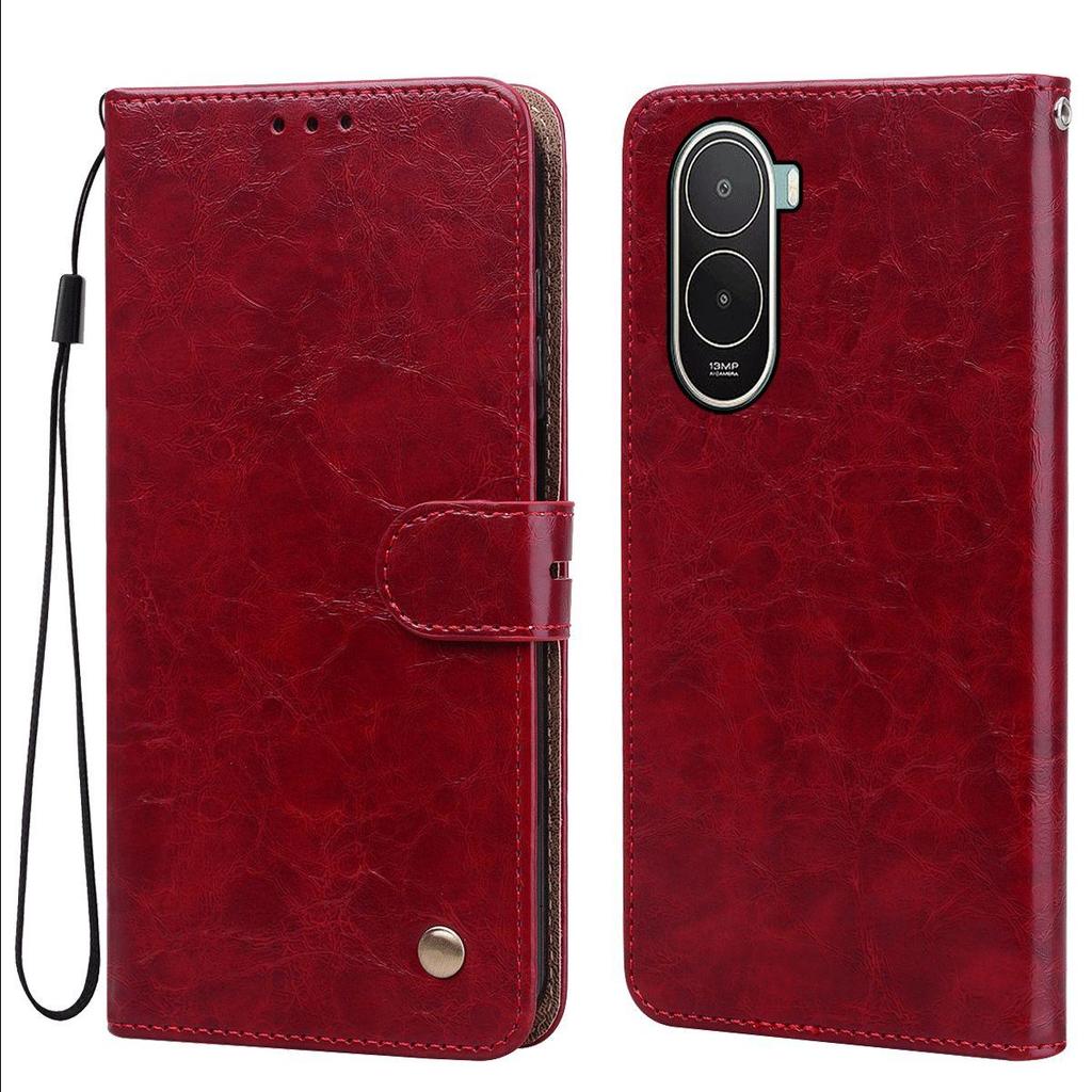 Винтажный чехол-бумажник с текстурой Crazy Horse из ПУ-кожи для Xiaomi POCO C81 Pro, с держателем для карт, подставкой, противоударной защитной крышкой