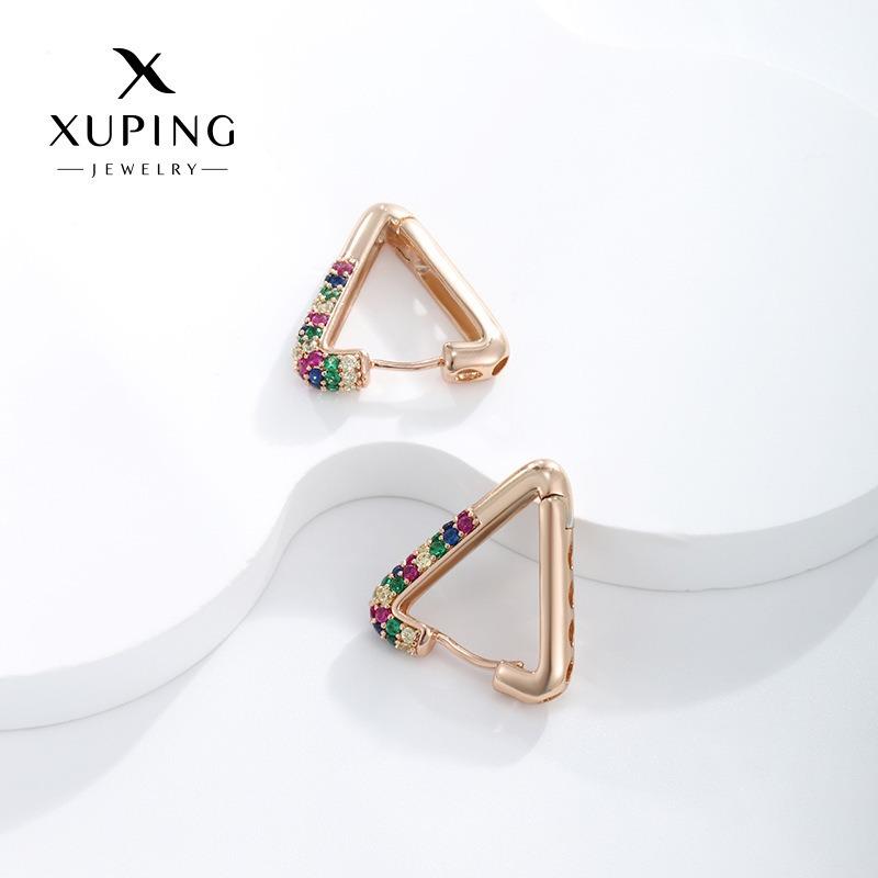 Ювелирные изделия Xuping, серьги-гвоздики, серьги-клипсы из сплава с покрытием k-цвета, с мульти-цирконами, в европейском и американском стиле, модные и универсальные серьги.