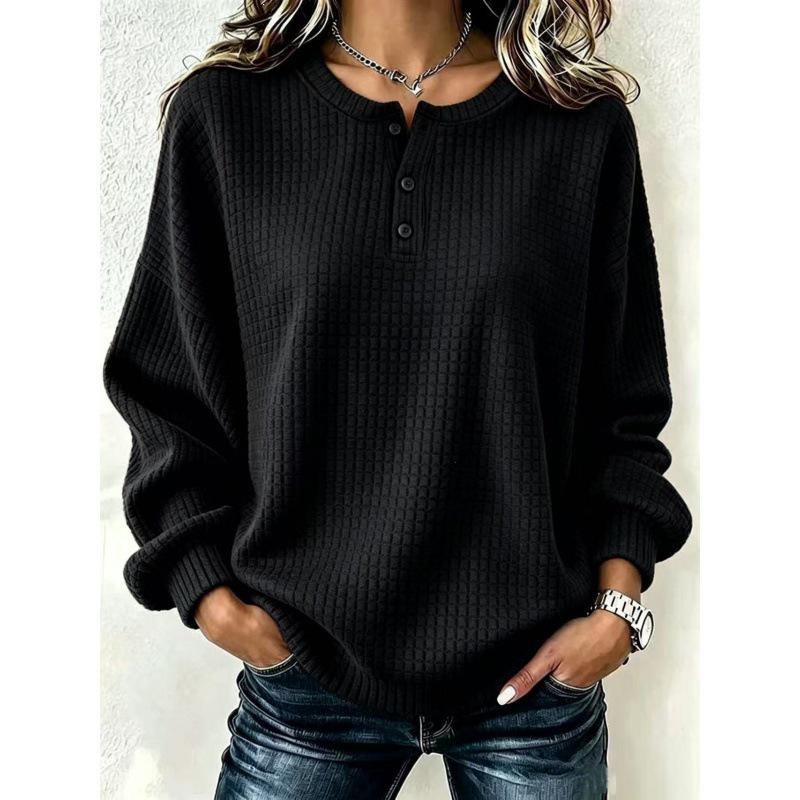 Plaid Casual Loose Round Neck Button Women's Clothing - Autumn/Winter 2026