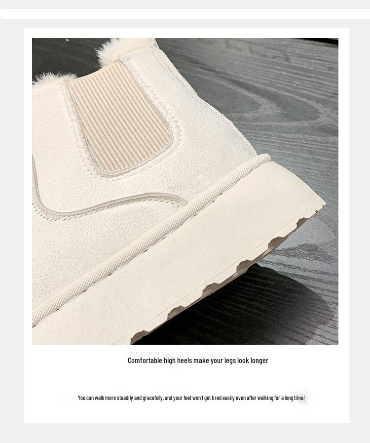 Трендовые утепленные ботинки на толстой подошве с эластичной лентой и нескользящей подошвой