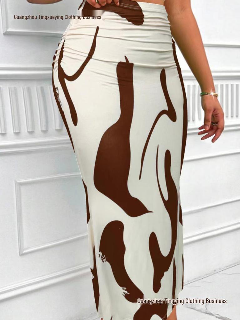 Европейская и американская женская юбка-рыбка с принтом зебры и высокой талией