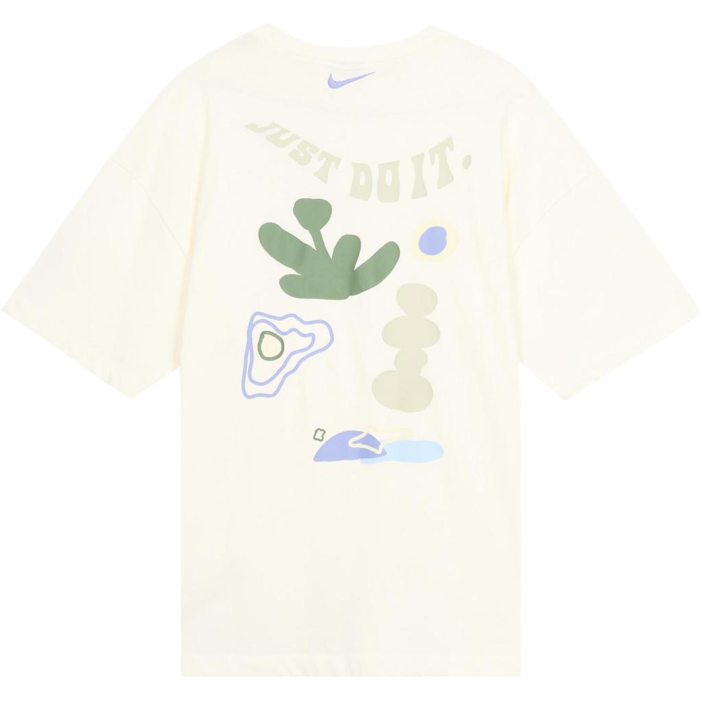 Nike American Retro Letter Print Round Neck Cotton Short Sleeve Drop Shoulder T-Shirt Women T-Shirts White DX6150-133