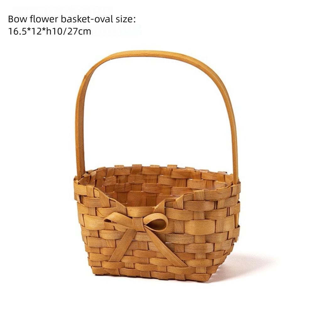 Ивовая Ротанговая Свадебная Цветочная Корзина Ручной Работы с Ручкой Бант Цветочная Корзина Пикник Контейнер Корзина для Цветочных Композиций